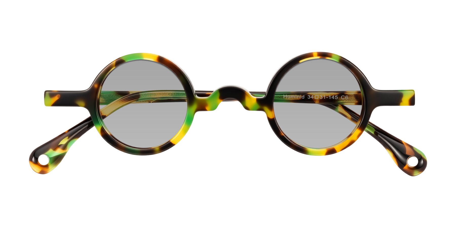 Folded Front of Hominid in Green Tortoise with Light Gray Tinted Lenses