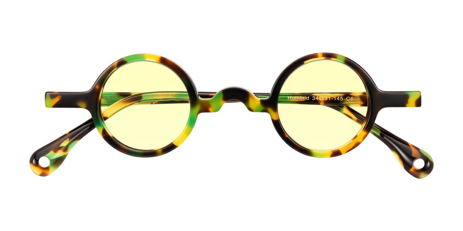 Folded Front of Hominid in Green Tortoise with Light Yellow Tinted Lenses