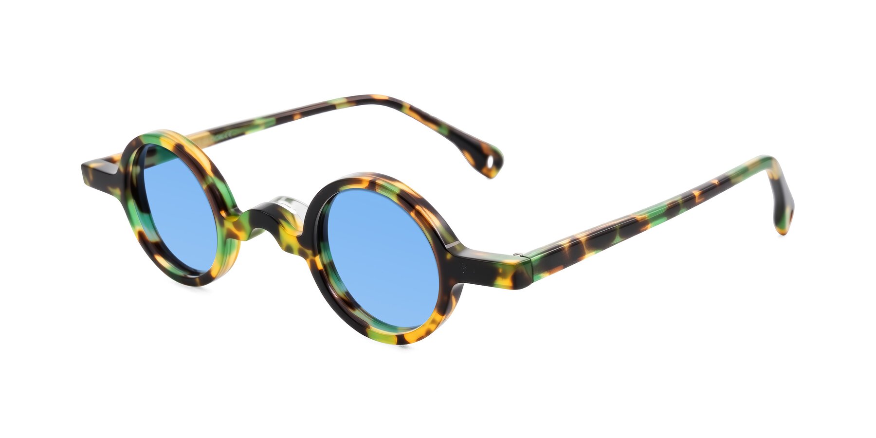 Angle of Hominid in Green Tortoise with Medium Blue Tinted Lenses