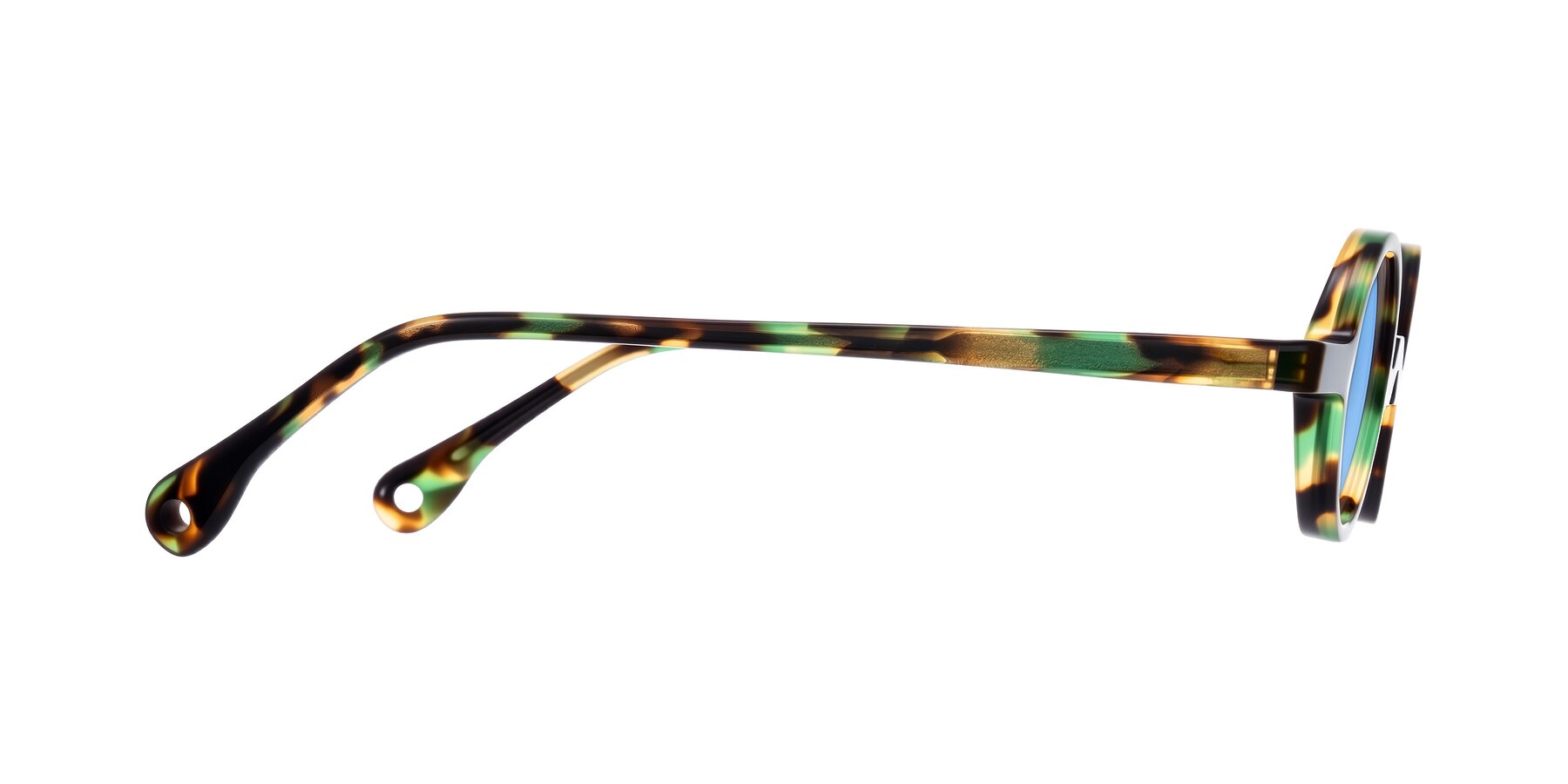 Side of Hominid in Green Tortoise with Medium Blue Tinted Lenses