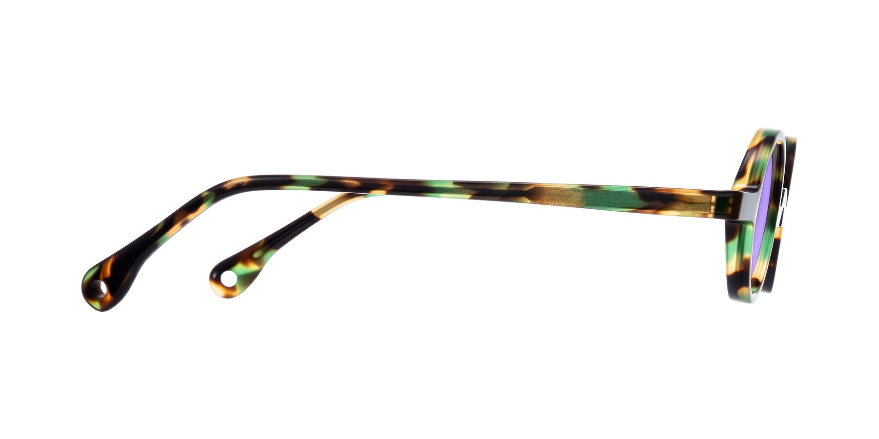 Side of Hominid in Green Tortoise with Medium Purple Tinted Lenses
