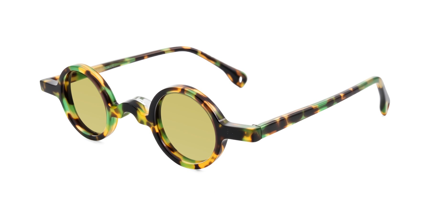 Angle of Hominid in Green Tortoise with Medium Champagne Tinted Lenses