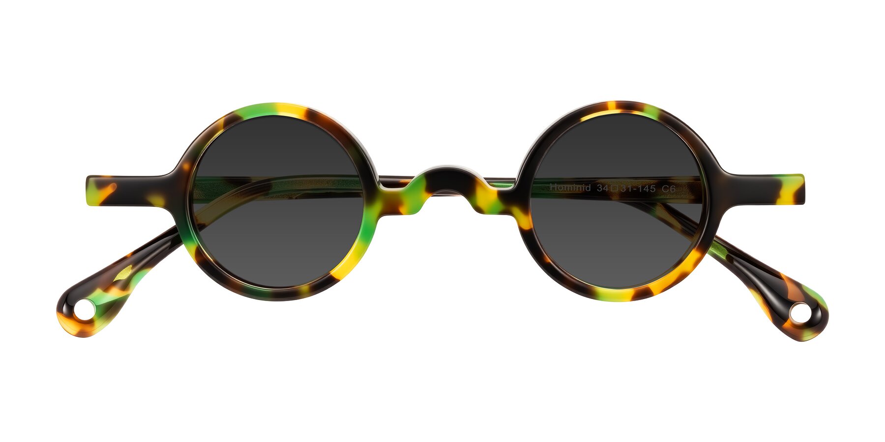 Folded Front of Hominid in Green Tortoise with Gray Tinted Lenses
