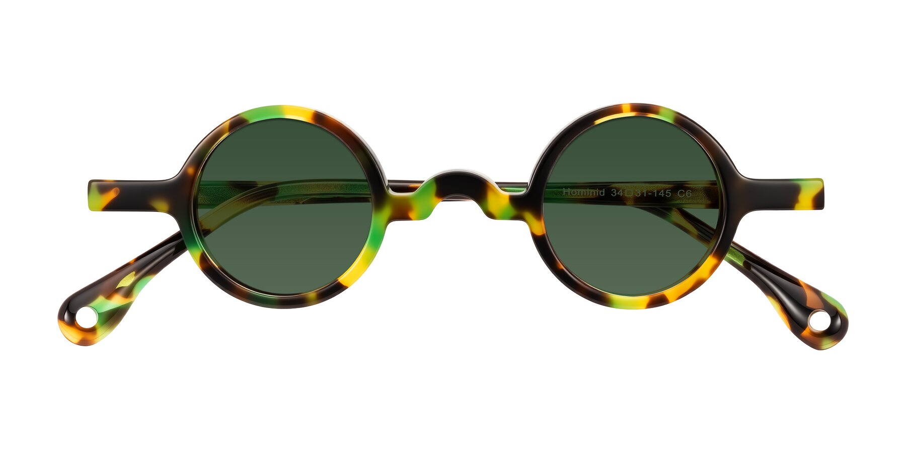 Folded Front of Hominid in Green Tortoise with Green Tinted Lenses