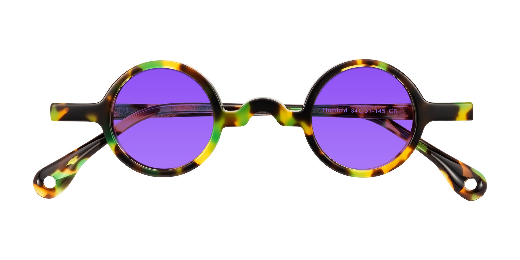 Folded Front of Hominid in Green Tortoise with Purple Tinted Lenses