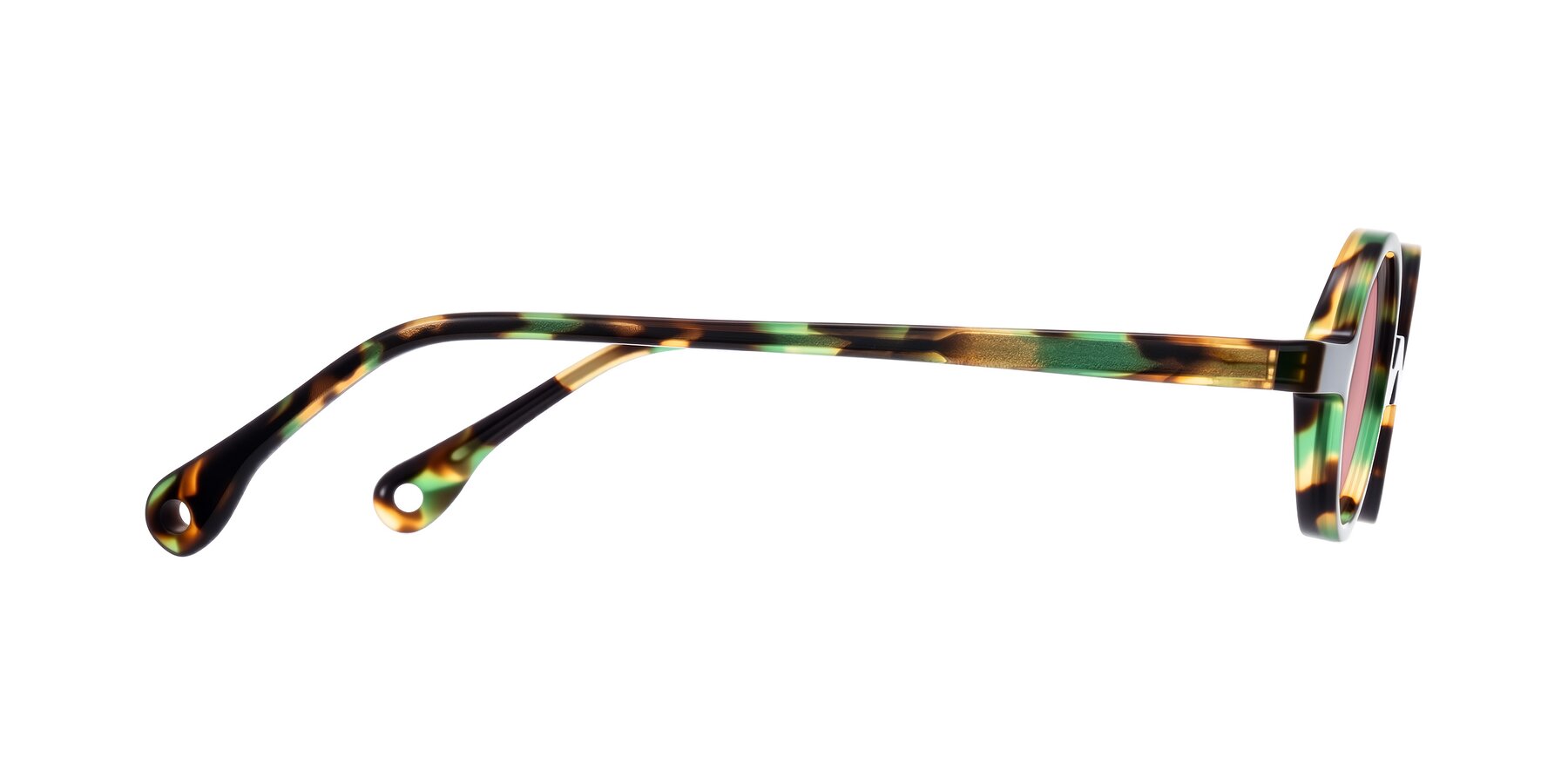 Side of Hominid in Green Tortoise with Medium Garnet Tinted Lenses