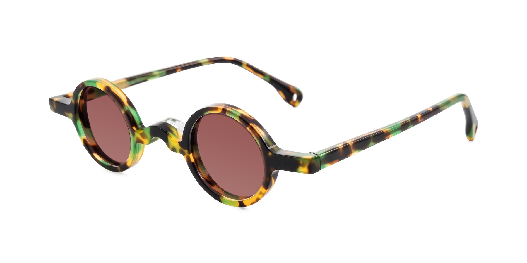 Angle of Hominid in Green Tortoise with Garnet Tinted Lenses