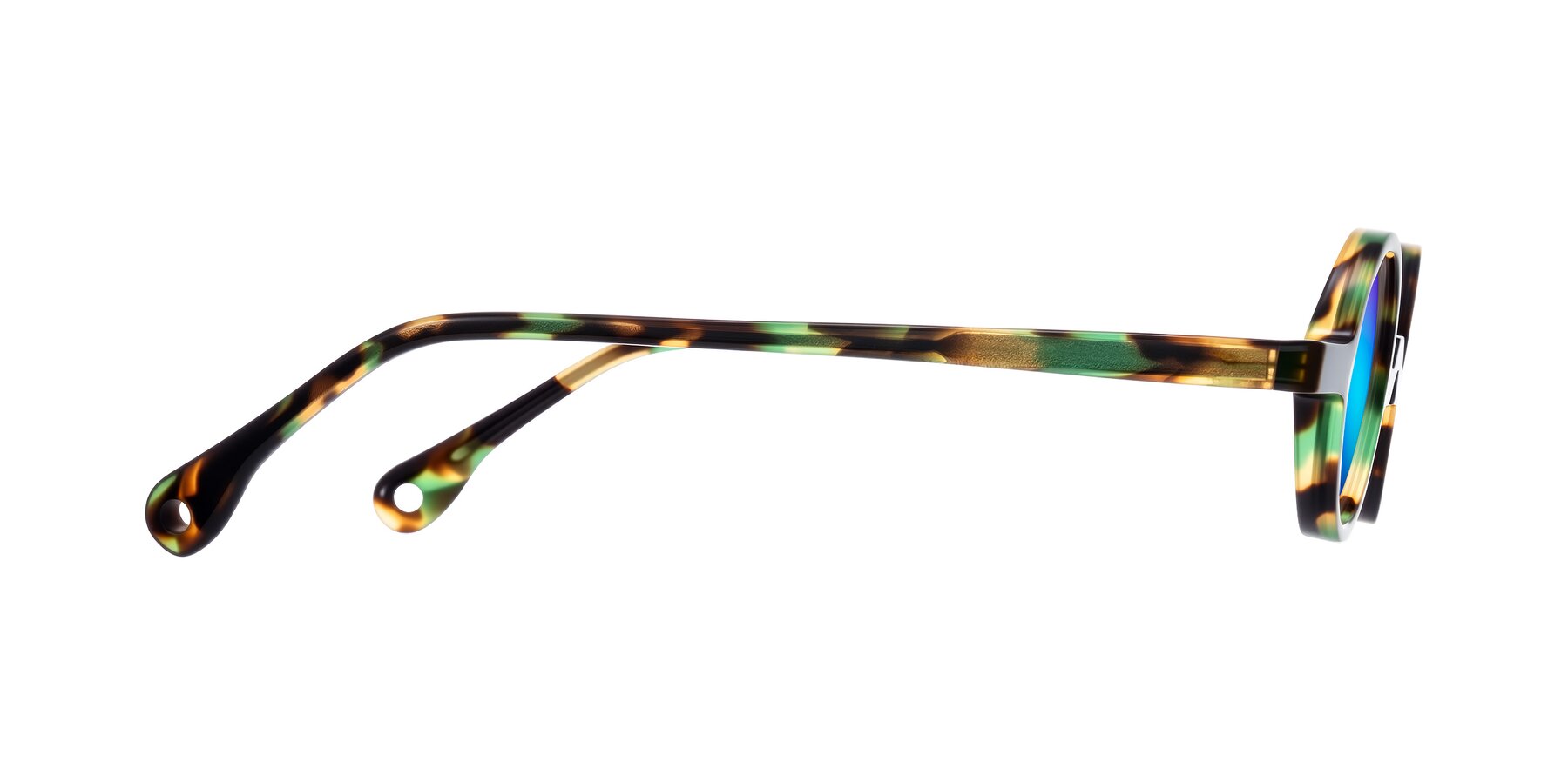 Side of Hominid in Green Tortoise with Blue Mirrored Lenses