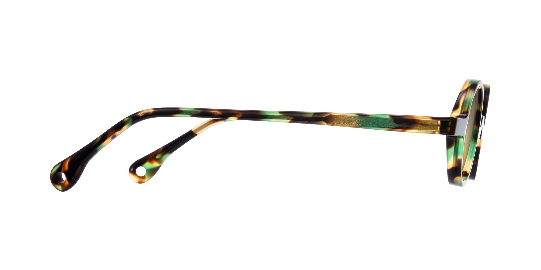 Side of Hominid in Green Tortoise with Gold Mirrored Lenses