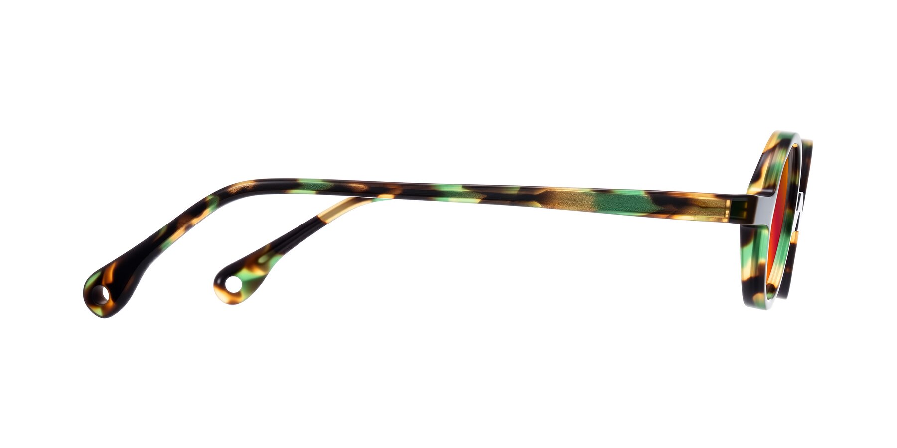Side of Hominid in Green Tortoise with Red Gold Mirrored Lenses