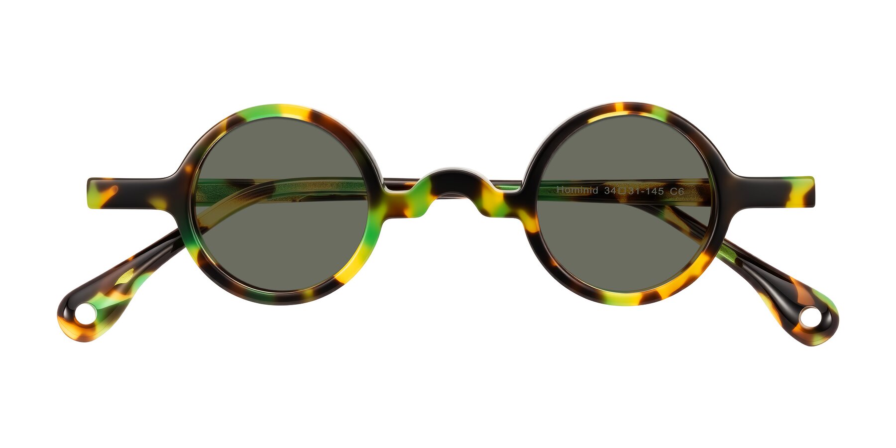 Folded Front of Hominid in Green Tortoise with Gray Polarized Lenses