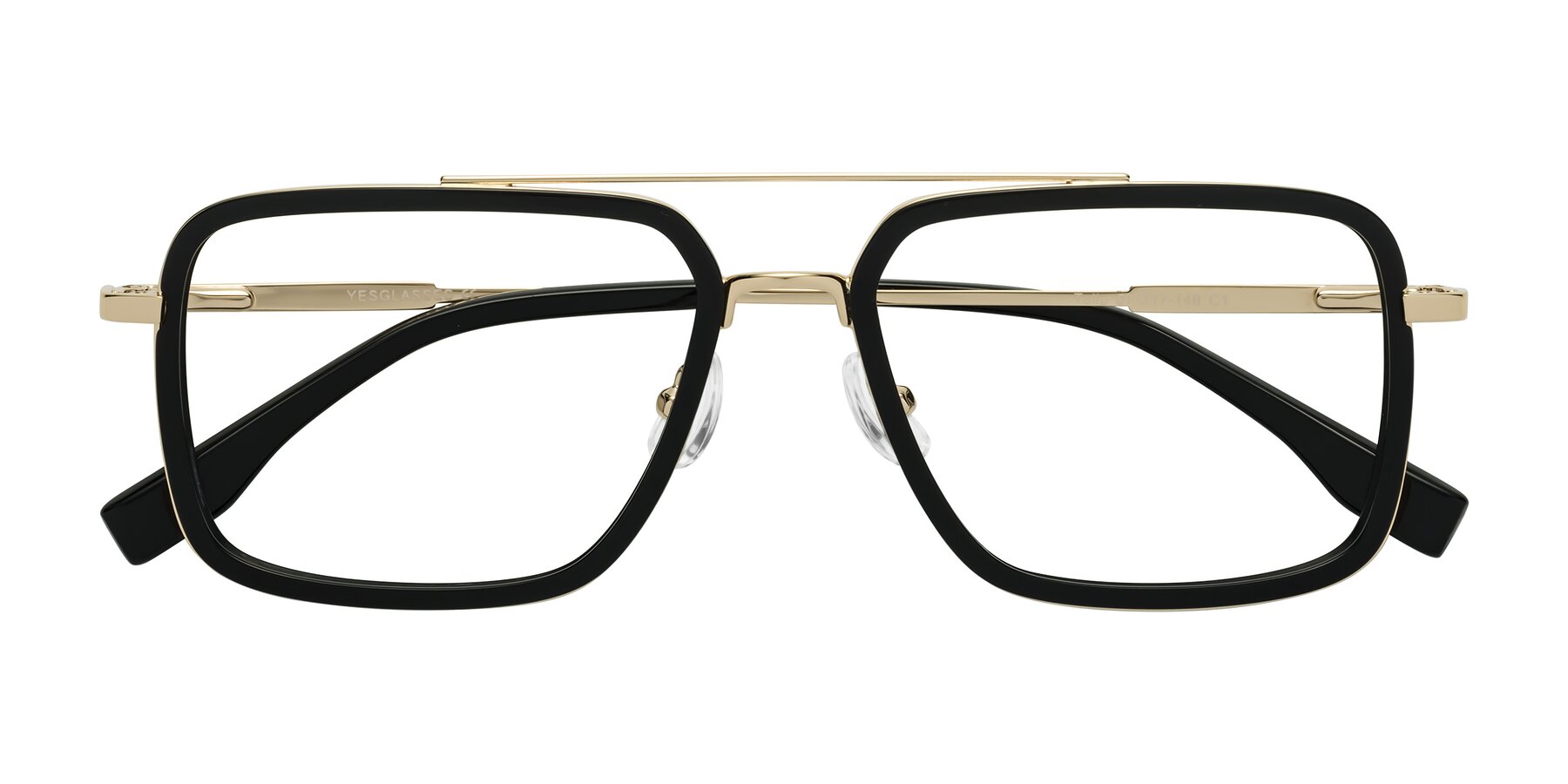 Folded Front of Tulip in Black-Gold with Clear Eyeglass Lenses