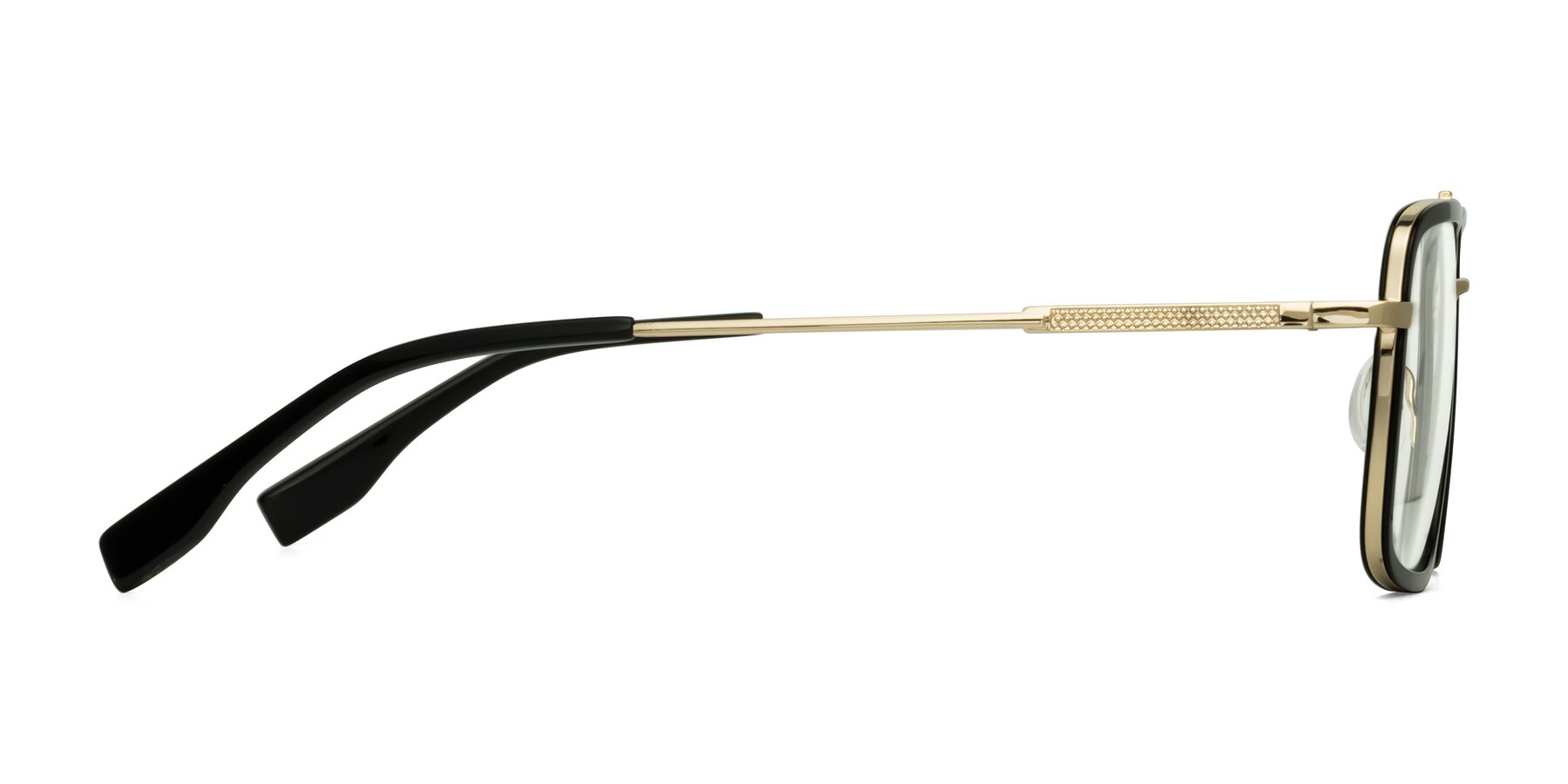 Side of Tulip in Black-Gold with Clear Eyeglass Lenses