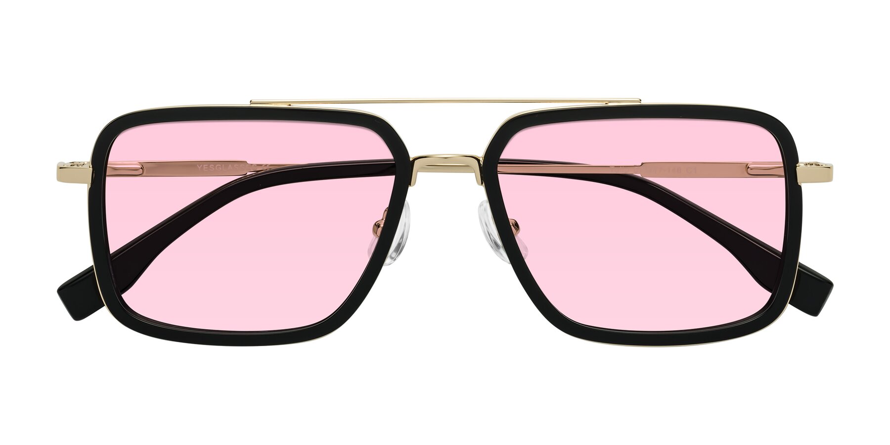 Folded Front of Tulip in Black-Gold with Light Pink Tinted Lenses