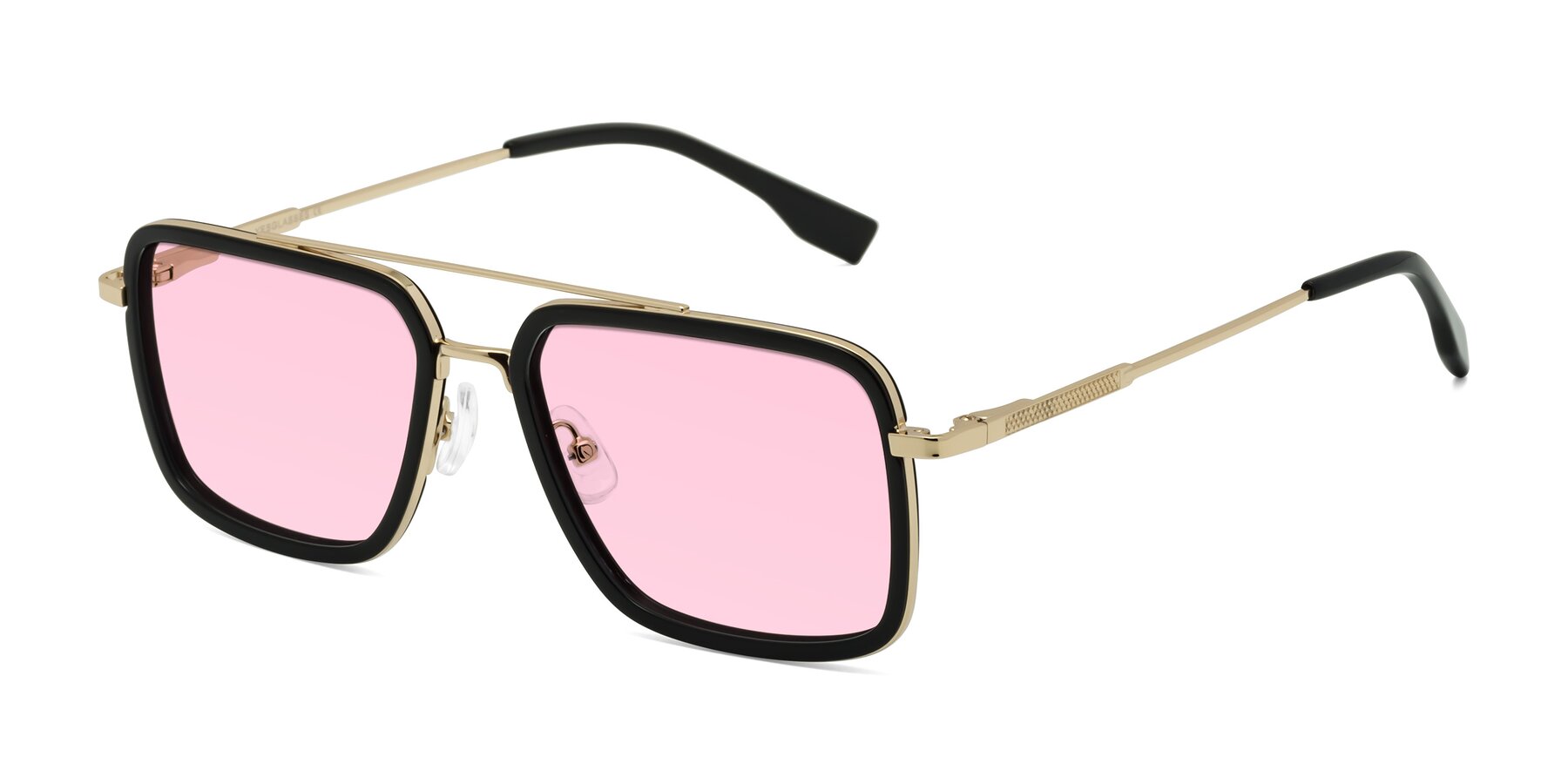 Angle of Tulip in Black-Gold with Light Pink Tinted Lenses