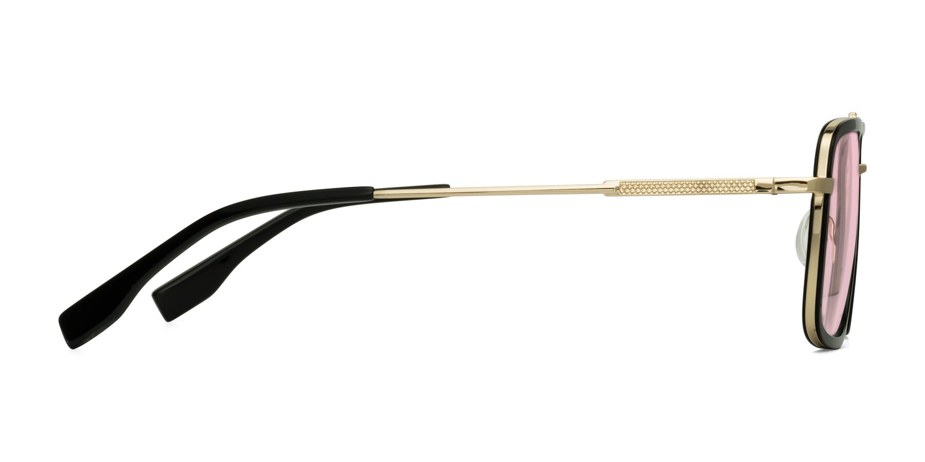 Side of Tulip in Black-Gold with Light Pink Tinted Lenses