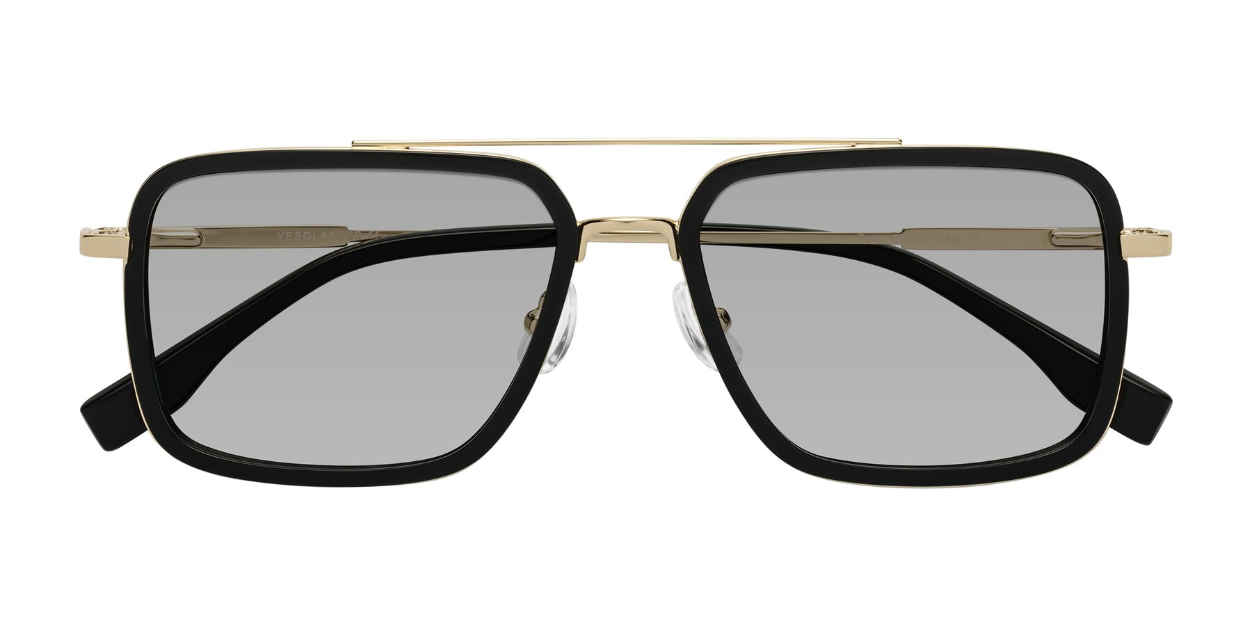 Folded Front of Tulip in Black-Gold with Light Gray Tinted Lenses