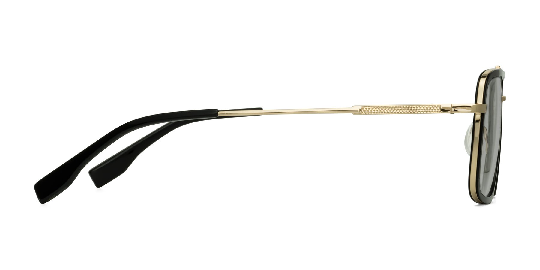 Side of Tulip in Black-Gold with Light Gray Tinted Lenses