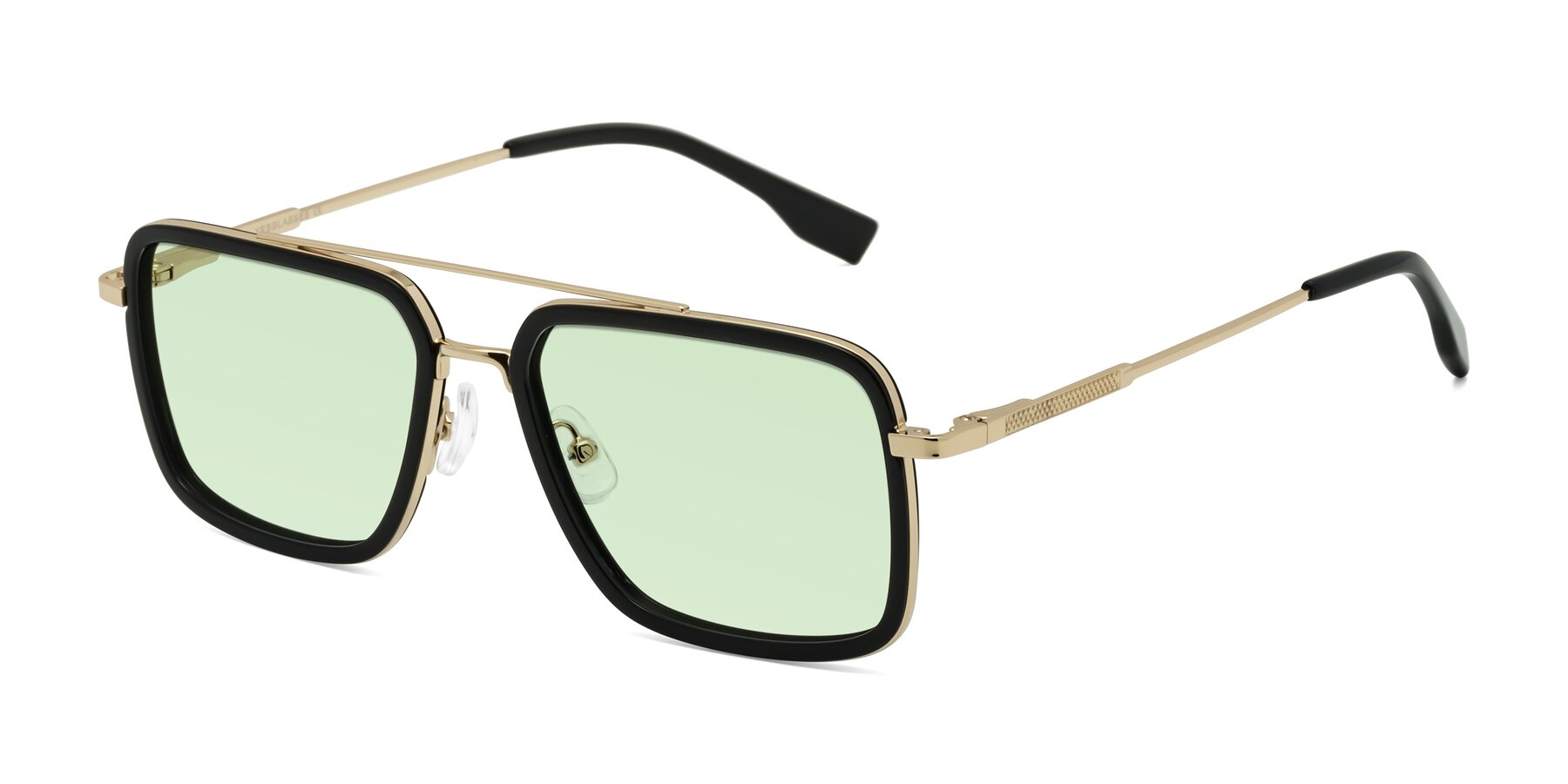 Angle of Tulip in Black-Gold with Light Green Tinted Lenses