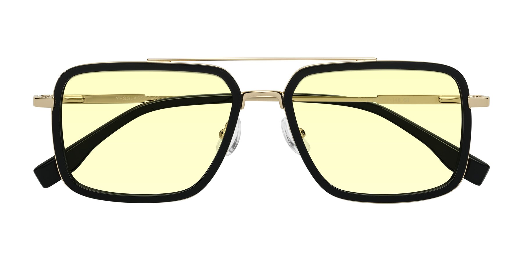 Folded Front of Tulip in Black-Gold with Light Yellow Tinted Lenses