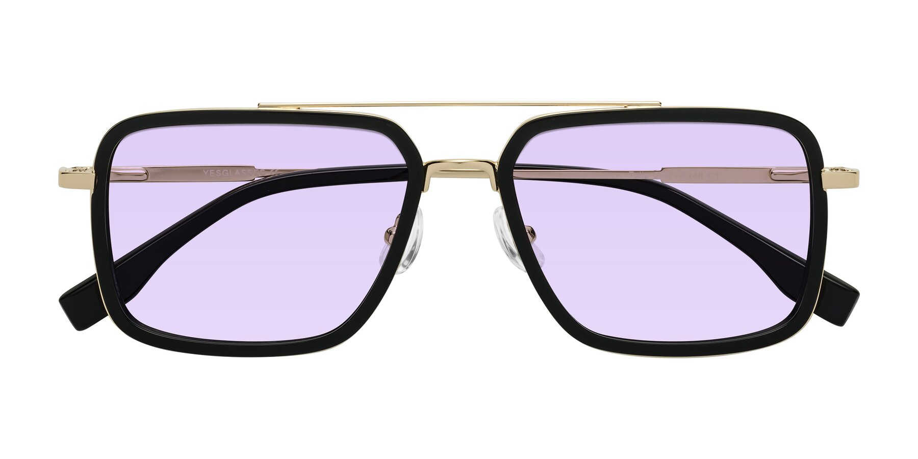 Folded Front of Tulip in Black-Gold with Light Purple Tinted Lenses