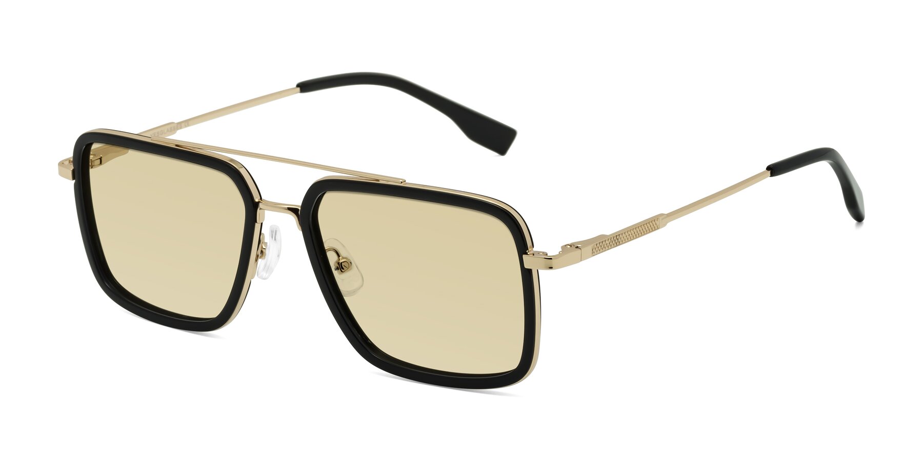 Angle of Tulip in Black-Gold with Light Champagne Tinted Lenses