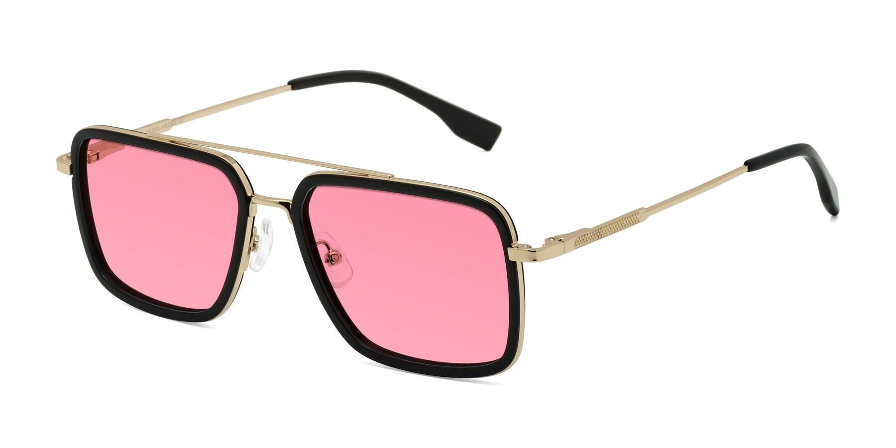 Angle of Tulip in Black-Gold with Pink Tinted Lenses