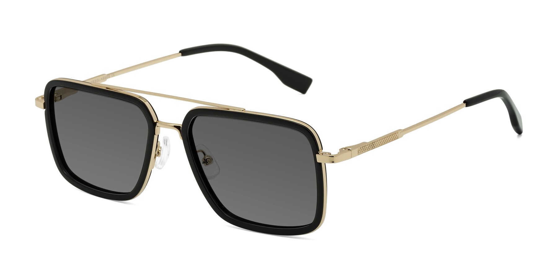 Angle of Tulip in Black-Gold with Medium Gray Tinted Lenses