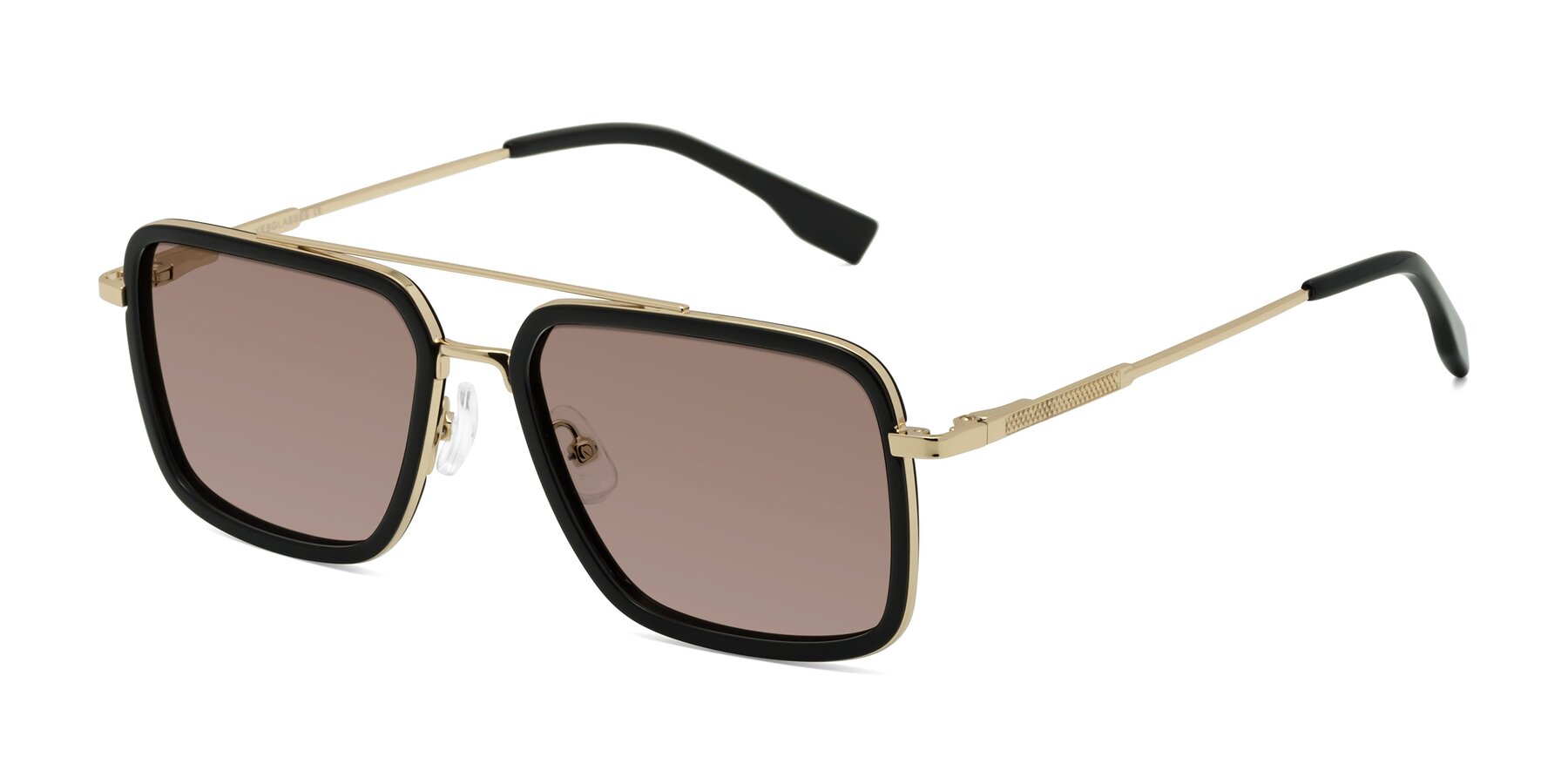 Angle of Tulip in Black-Gold with Medium Brown Tinted Lenses