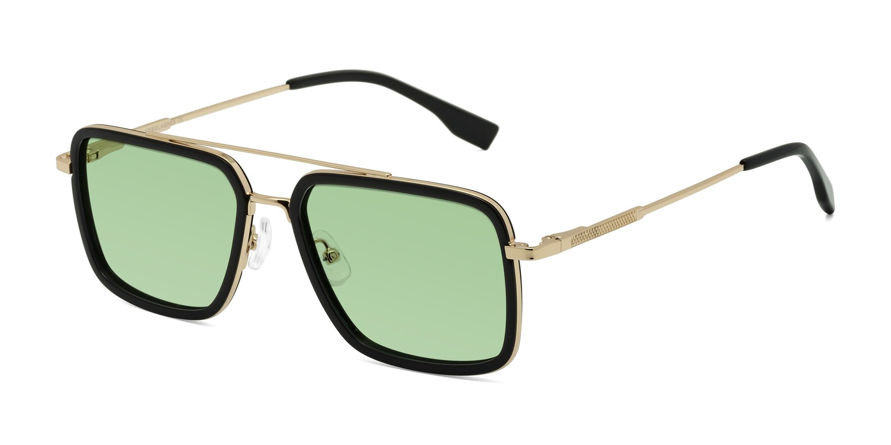 Angle of Tulip in Black-Gold with Medium Green Tinted Lenses