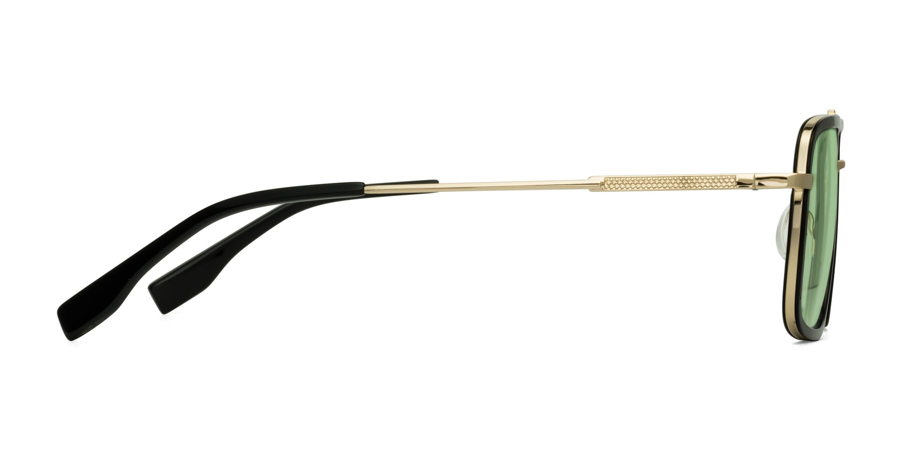 Side of Tulip in Black-Gold with Medium Green Tinted Lenses