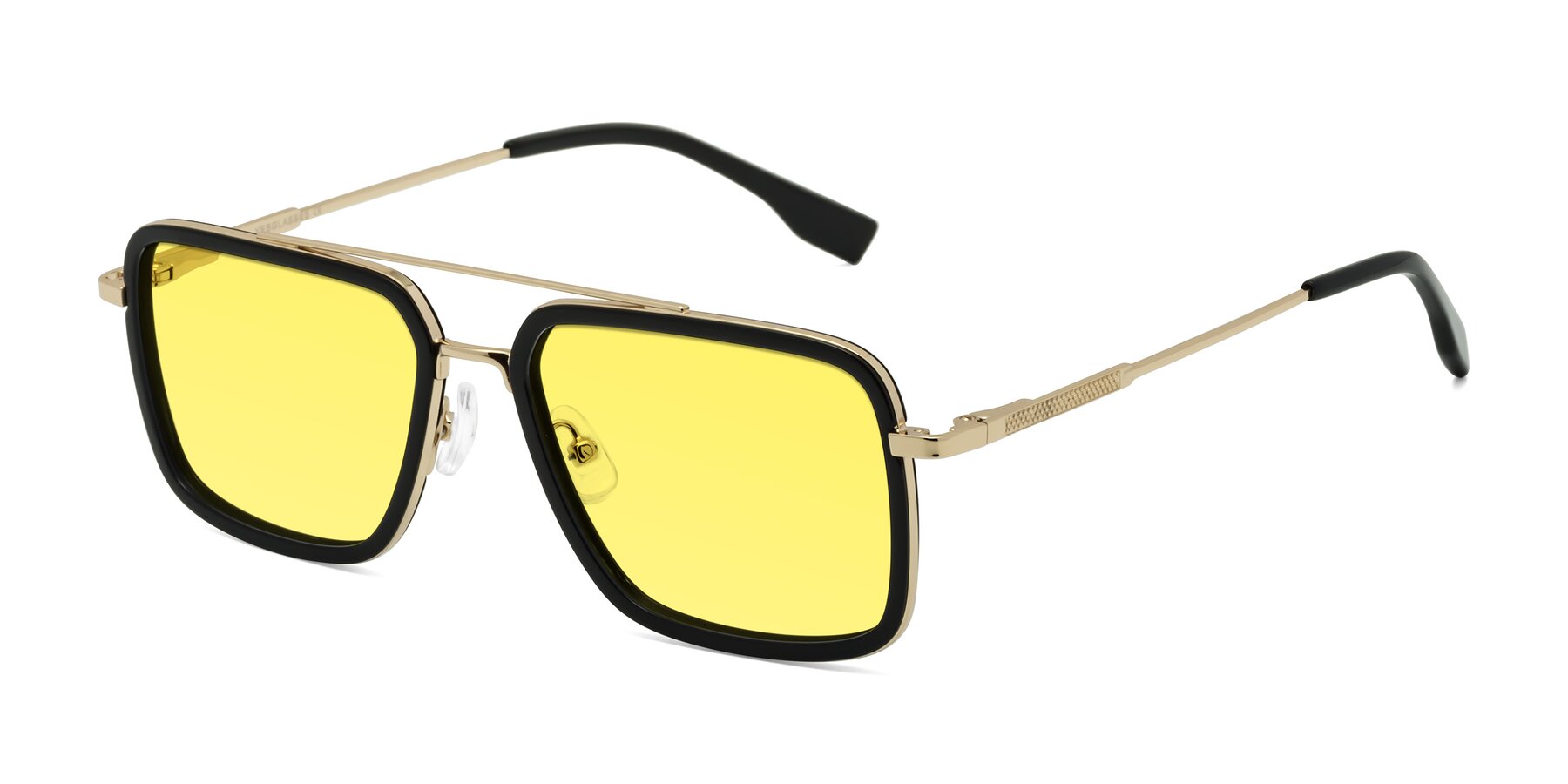 Angle of Tulip in Black-Gold with Medium Yellow Tinted Lenses