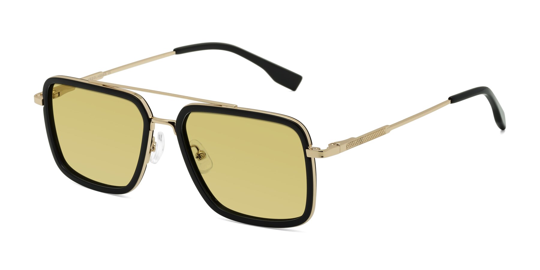 Angle of Tulip in Black-Gold with Medium Champagne Tinted Lenses