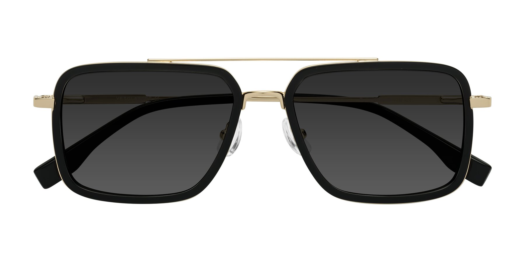 Folded Front of Tulip in Black-Gold with Gray Tinted Lenses