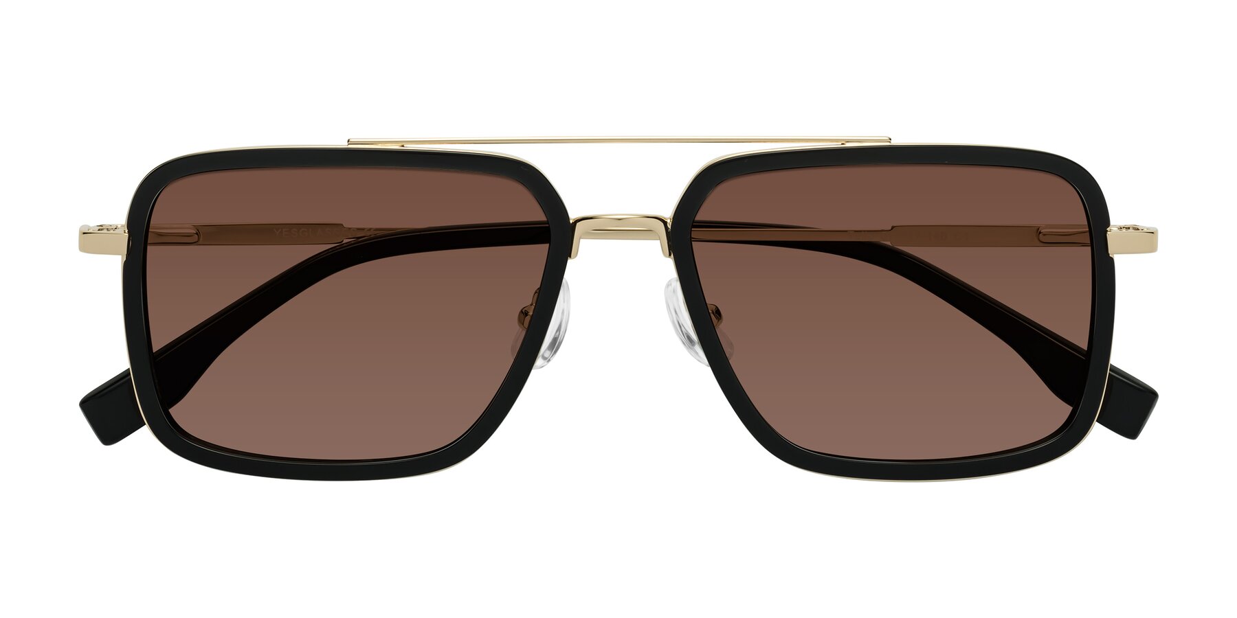 Folded Front of Tulip in Black-Gold with Brown Tinted Lenses