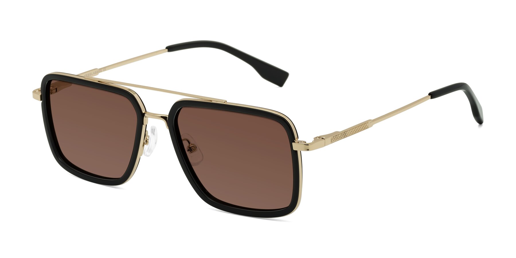 Angle of Tulip in Black-Gold with Brown Tinted Lenses