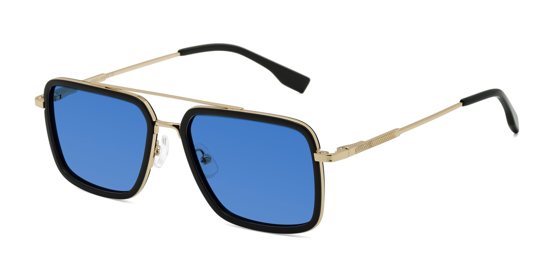 Angle of Tulip in Black-Gold with Blue Tinted Lenses