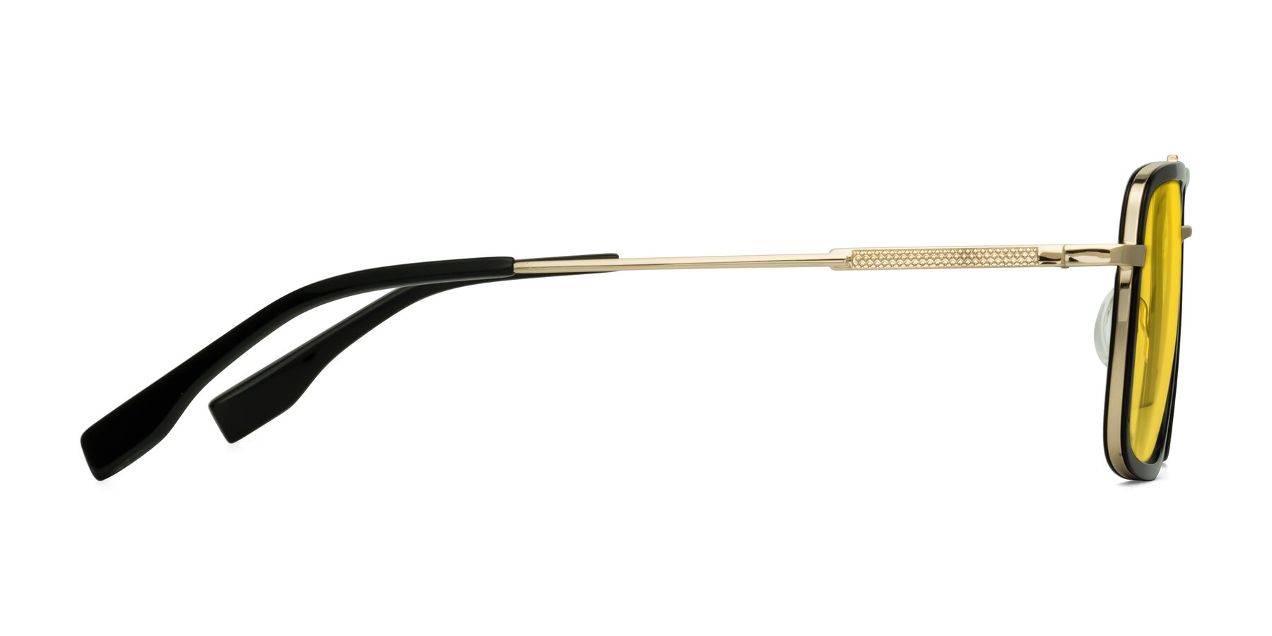 Side of Tulip in Black-Gold with Yellow Tinted Lenses