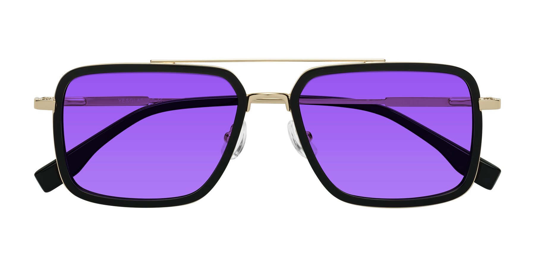 Folded Front of Tulip in Black-Gold with Purple Tinted Lenses