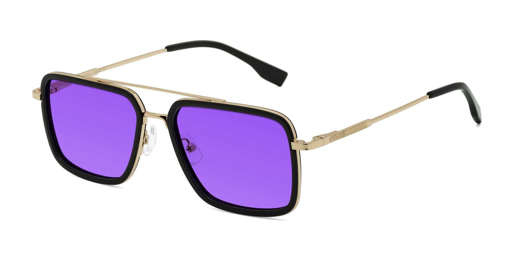 Angle of Tulip in Black-Gold with Purple Tinted Lenses