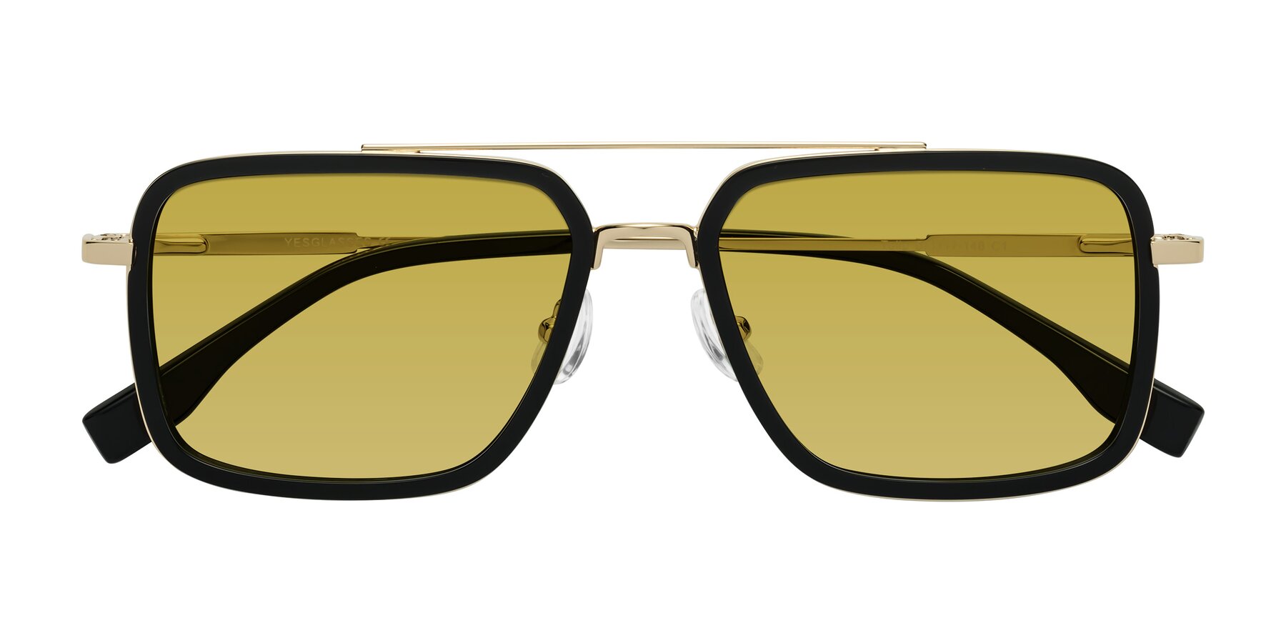 Folded Front of Tulip in Black-Gold with Champagne Tinted Lenses