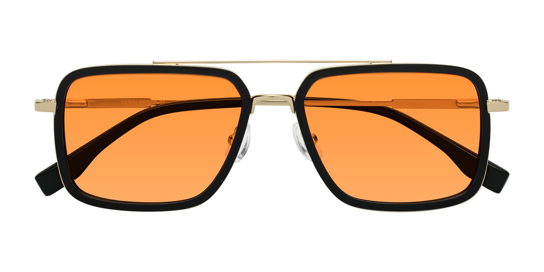 Folded Front of Tulip in Black-Gold with Orange Tinted Lenses