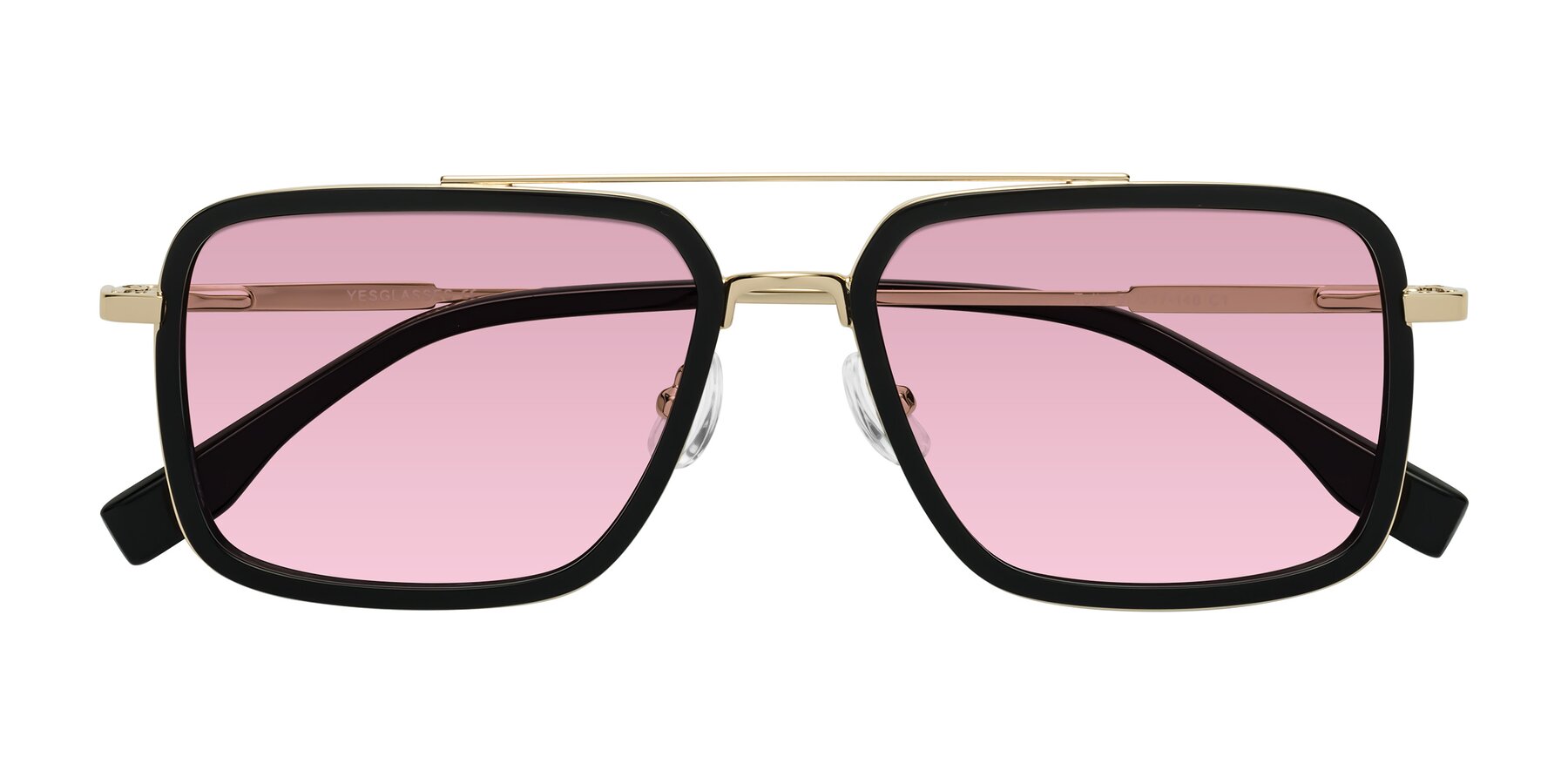 Folded Front of Tulip in Black-Gold with Light Wine Tinted Lenses