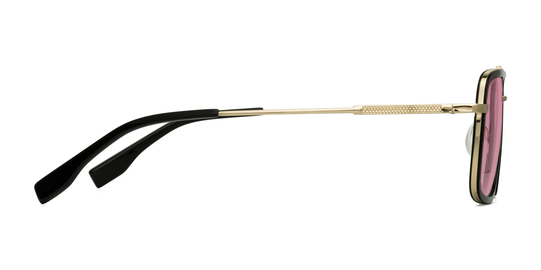 Side of Tulip in Black-Gold with Medium Wine Tinted Lenses