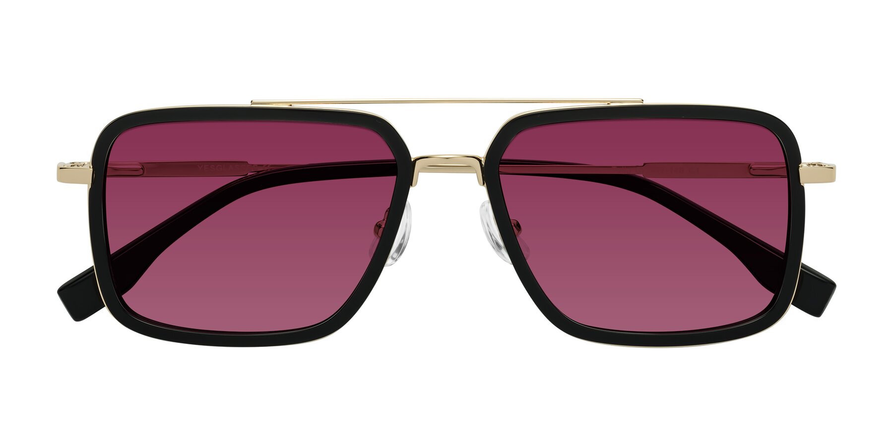 Folded Front of Tulip in Black-Gold with Wine Tinted Lenses