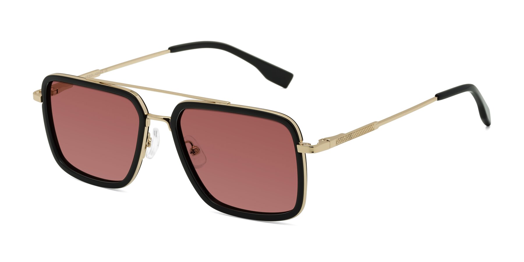 Angle of Tulip in Black-Gold with Garnet Tinted Lenses