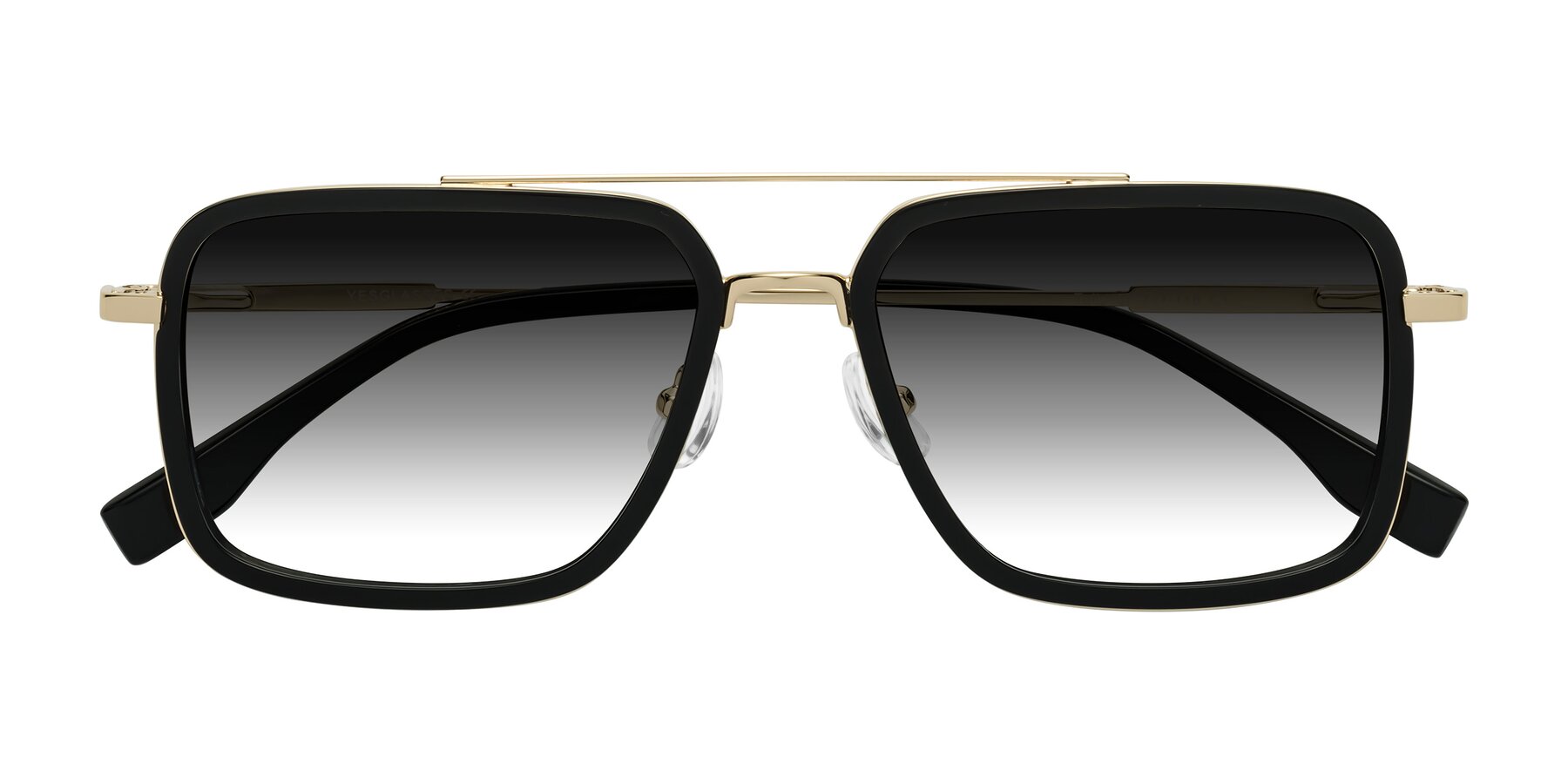 Folded Front of Tulip in Black-Gold with Gray Gradient Lenses