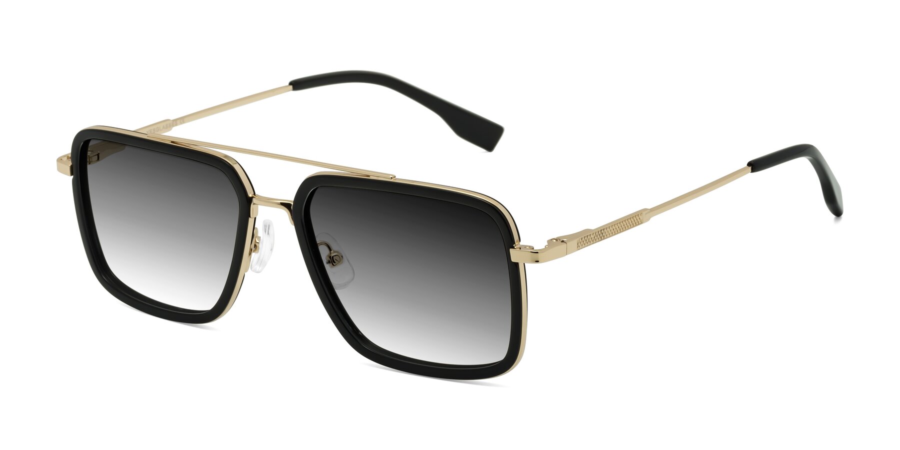 Angle of Tulip in Black-Gold with Gray Gradient Lenses