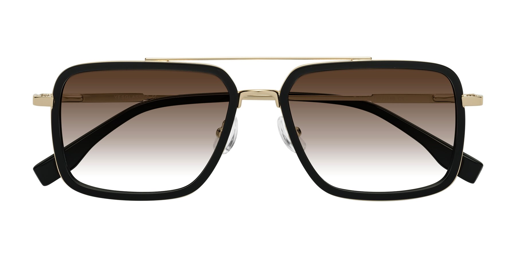 Folded Front of Tulip in Black-Gold with Brown Gradient Lenses