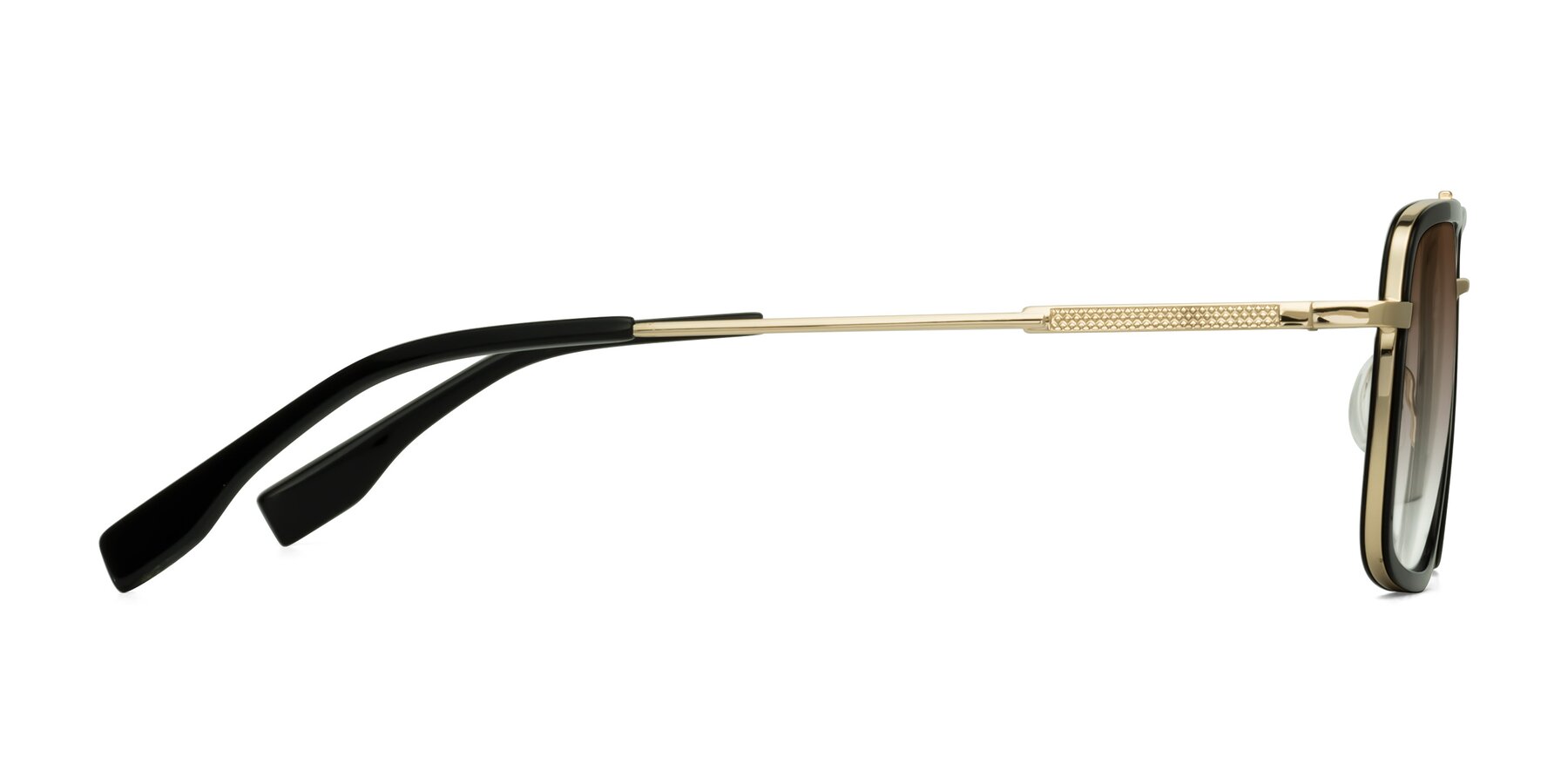 Side of Tulip in Black-Gold with Brown Gradient Lenses